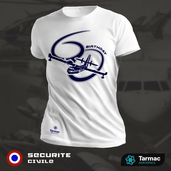 Avion CANADAIR CL-415 | 60 ans de Sécurité Civile, T-shirt blanc | UNI