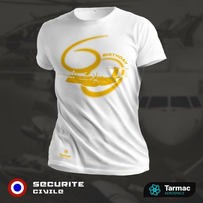 Avion Bombardier Dash 8  | 60 ans de Sécurité Civile, T-shirt blanc | UNI
