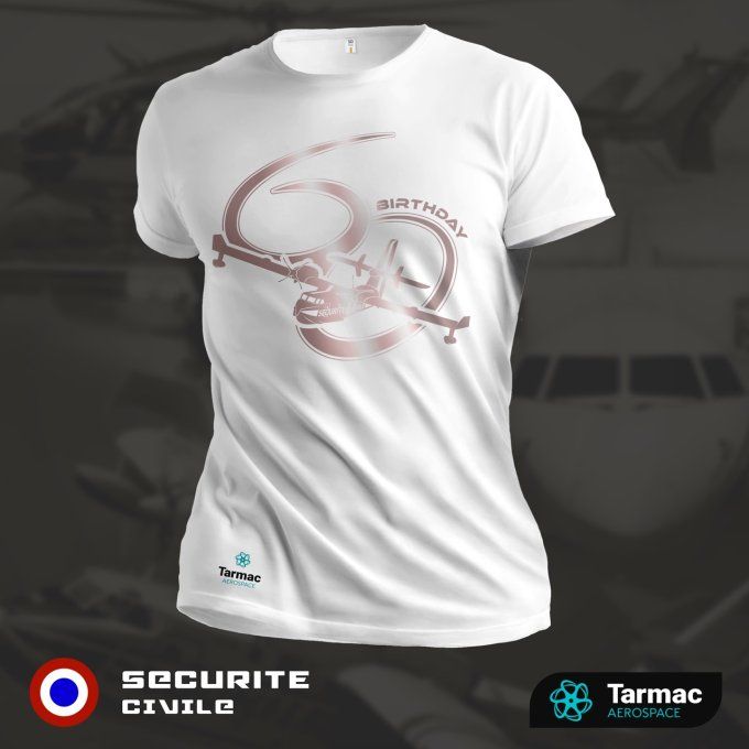 Avion CANADAIR CL-415 | 60 ans de Sécurité Civile, T-shirt blanc | UNI