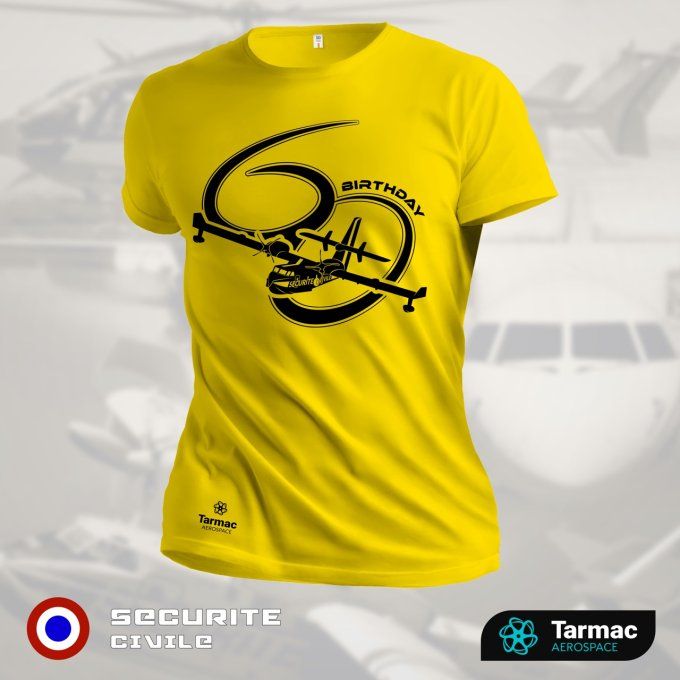 Avion CANADAIR CL-415 | 60 ans de Sécurité Civile, T-shirt jaune | UNI