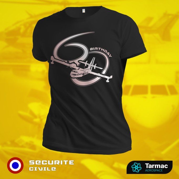 Avion CANADAIR CL-415 | 60 ans de Sécurité Civile, T-shirt noir | UNI