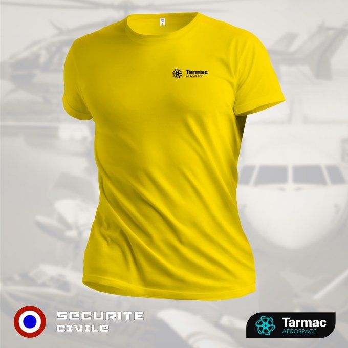 Avion Bombardier Dash 8  | 60 ans de Sécurité Civile, T-shirt jaune | Bi-Color