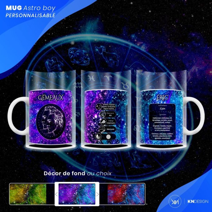 Mug Astro Boy | Gémeaux : Personnalisez votre Signe Astrologique !