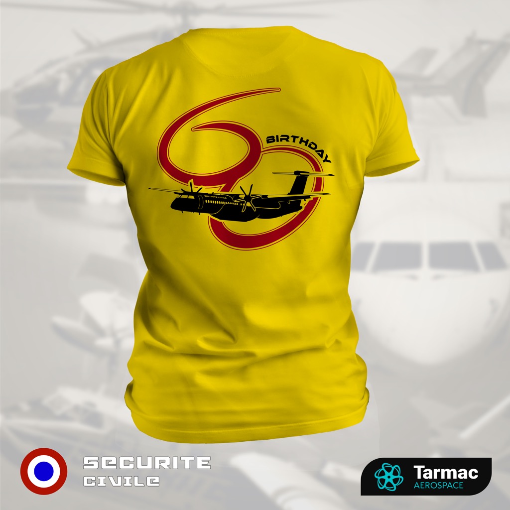 T-shirt jaune | 60 ans de la sécurité civile - bi-color - Canadair 
