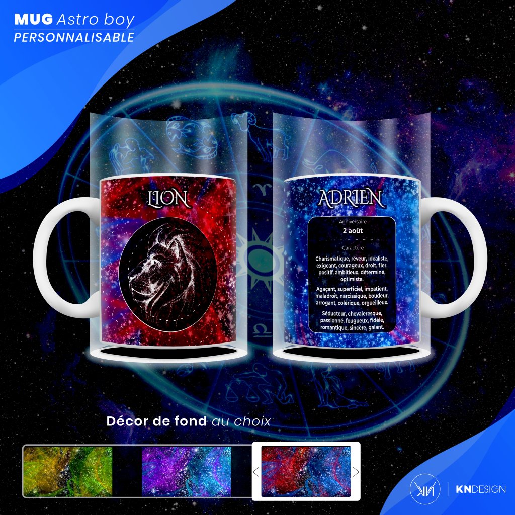 Plongez dans l'univers astral avec notre collection de mugs exceptionnels, conçus pour les passionnés d'astrologie. Que vous soyez un Astro Boy, notre gamme offre une personnalisation unique...